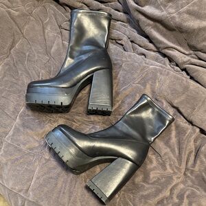 Call It Spring Black Platform Block Heel Ankle Boots